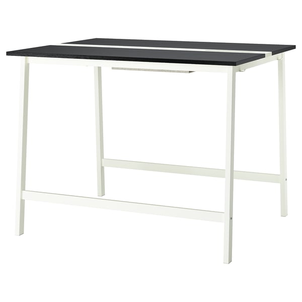 MITTZON conference table, black stained ash veneer/white, 140x108x105 cm