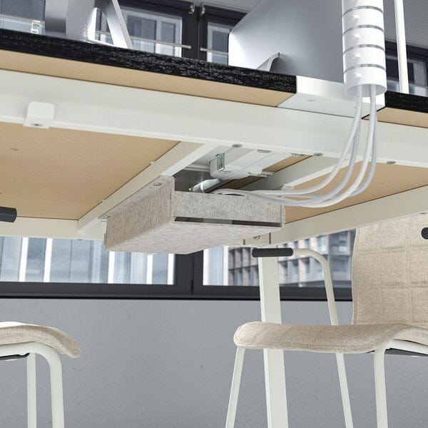 Ikea MITTZON - Conference table, black stained ash veneer/white, 140x108x75 cm