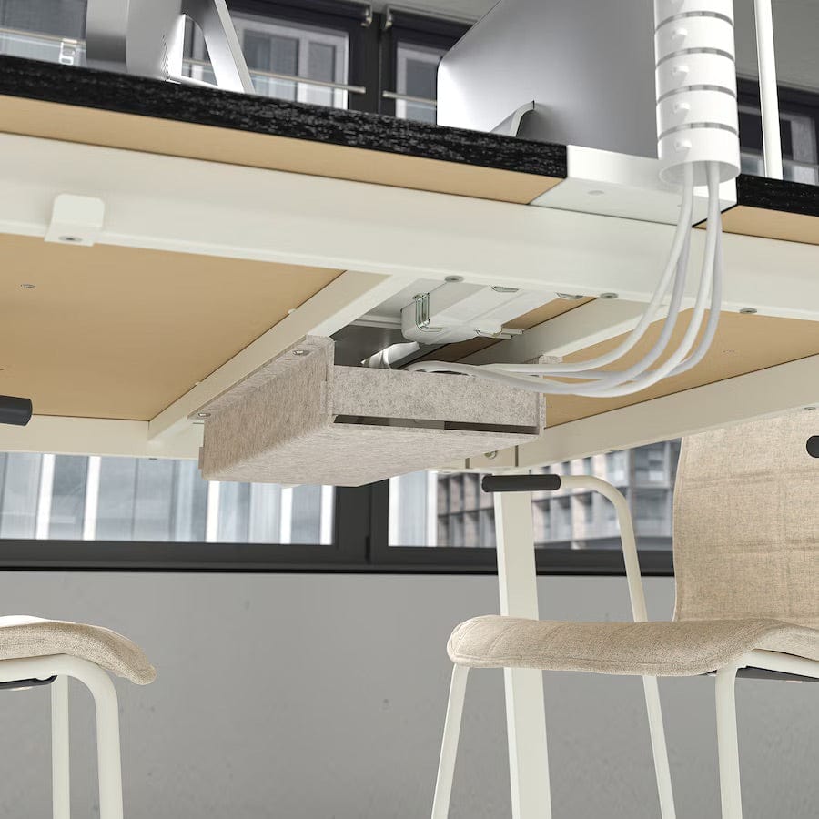 Ikea MITTZON - Conference table, black stained ash veneer/white, 140x108x105 cm
