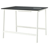 MITTZON conference table, black stained ash veneer/black white, 140x108x105 cm