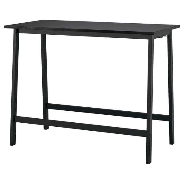 MITTZON conference table, black stained ash veneer/black, 140x68x105 cm