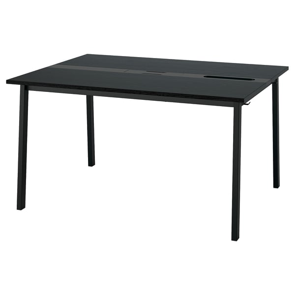MITTZON conference table, black stained ash veneer/black, 140x108x75 cm