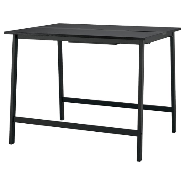 MITTZON conference table, black stained ash veneer/black, 140x108x105 cm