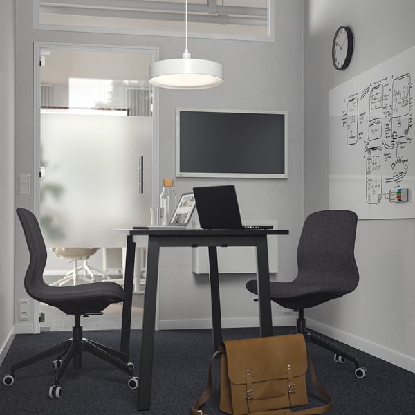 MITTZON conference table, black stained ash veneer/black, 140x68x75 cm