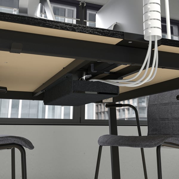 MITTZON conference table, black stained ash veneer/black, 140x108x75 cm