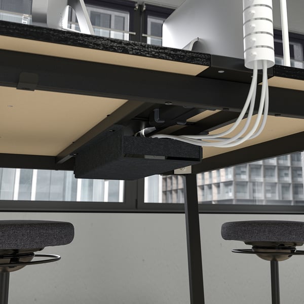 MITTZON conference table, black stained ash veneer/black, 140x108x105 cm
