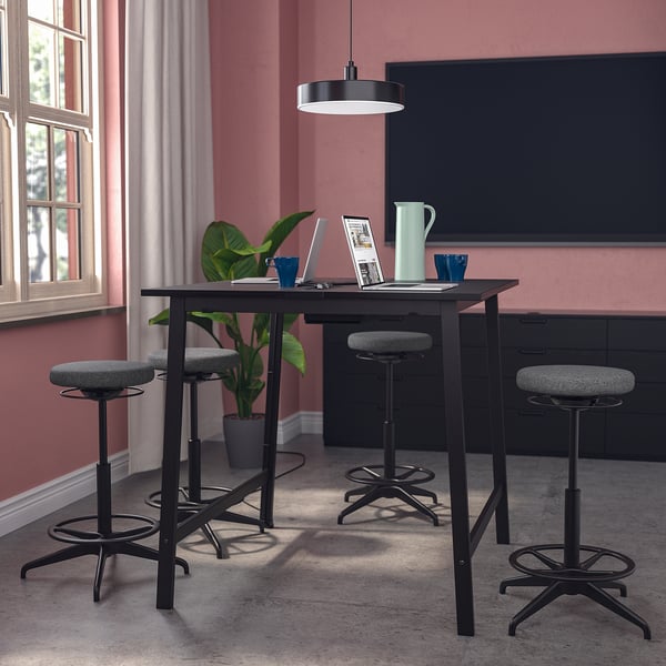MITTZON conference table, black stained ash veneer/black, 140x108x105 cm