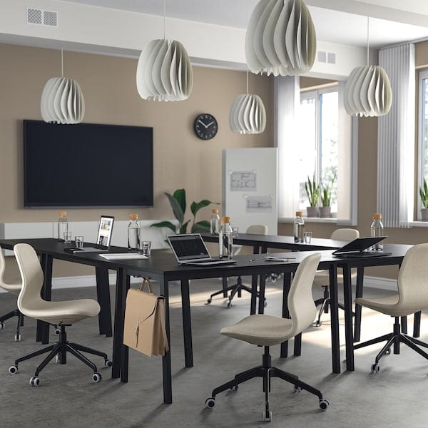 Ikea MITTZON - Conference table, black stained ash veneer/black, 140x68x75 cm
