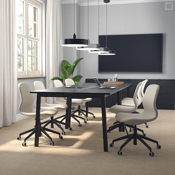 MITTZON - Conference table, black stained ash veneer/black, 140x108x75 cm