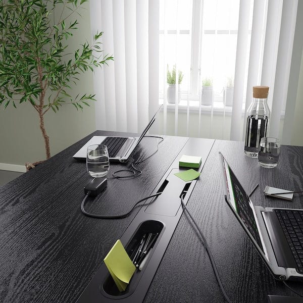 Ikea MITTZON - Conference table, black stained ash veneer/black, 140x108x75 cm