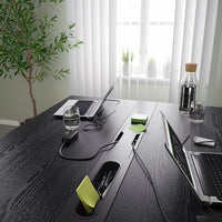 MITTZON - Conference table, black stained ash veneer/black, 140x108x75 cm