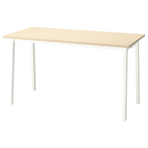 MITTZON - Conference table, birch veneer/white, 140x68x75 cm