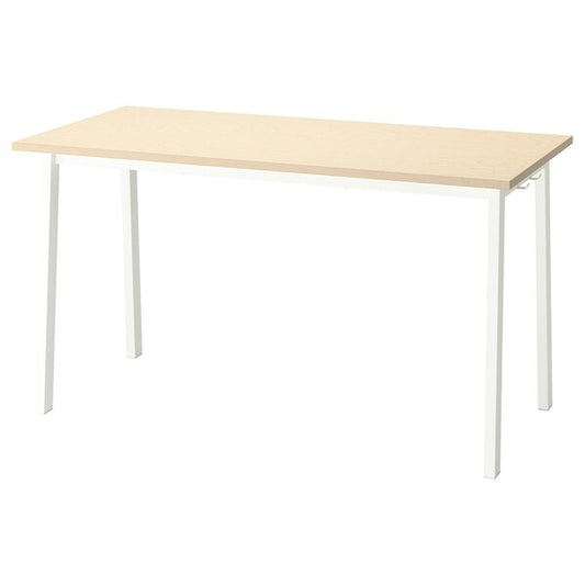 MITTZON - Conference table, birch veneer/white, 140x68x75 cm