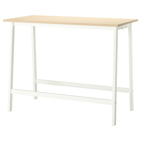 MITTZON - Conference table, birch veneer/white, 140x68x105 cm
