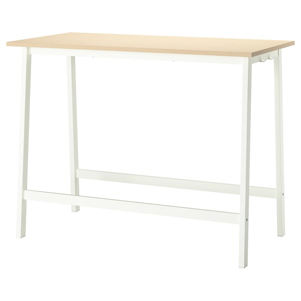 MITTZON conference table, birch veneer/white, 140x68x105 cm