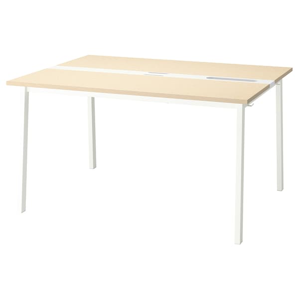MITTZON - Conference table, birch veneer/white, 140x108x75 cm