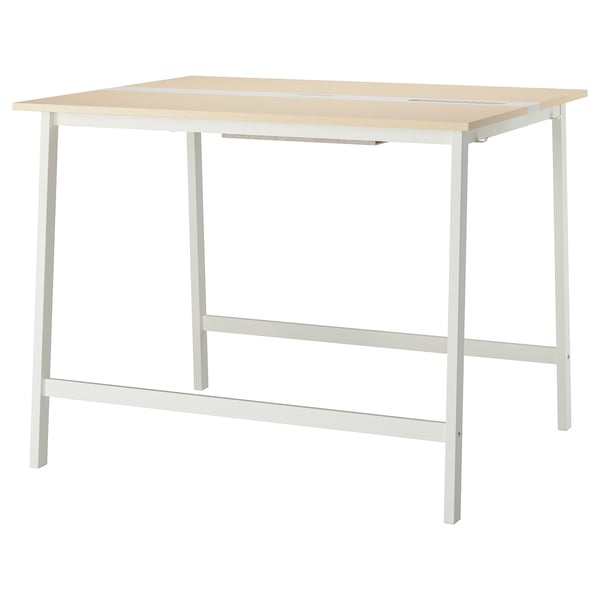 MITTZON conference table, black stained ash veneer/black white, 140x108x105 cm
