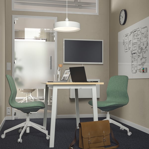 MITTZON conference table, birch veneer/white, 140x68x75 cm