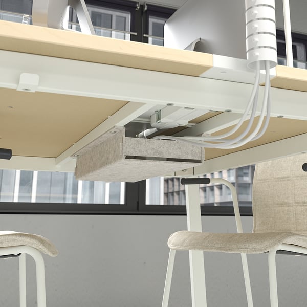 MITTZON - MITTZON Conference table, birch veneer/white, 140x108x75 cm