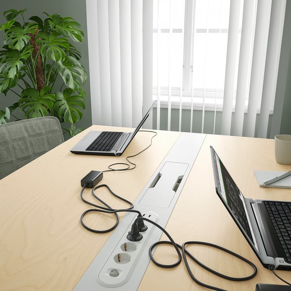 MITTZON conference table, birch veneer/white, 140x108x75 cm