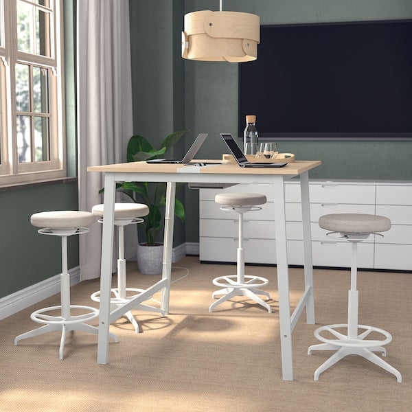 MITTZON - Conference table, birch veneer/white, 140x108x105 cm