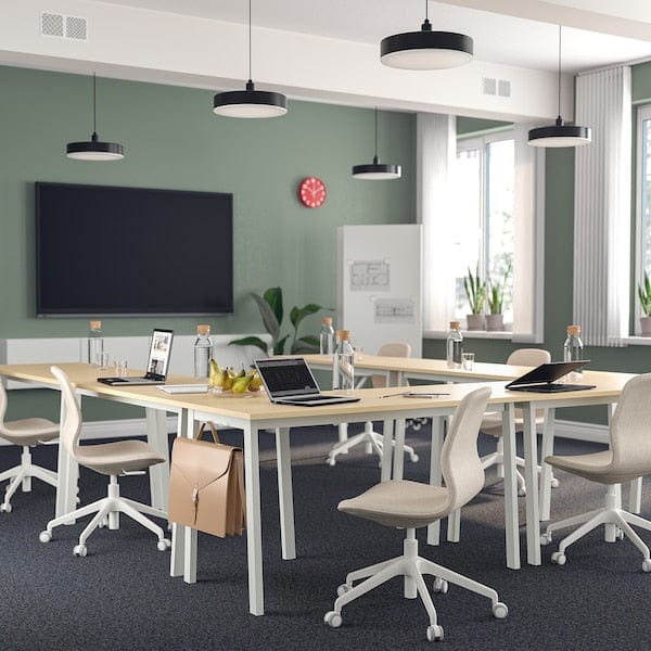 Ikea MITTZON - Conference table, birch veneer/white, 140x68x75 cm