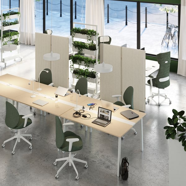 MITTZON - MITTZON Conference table, birch veneer/white, 140x108x75 cm