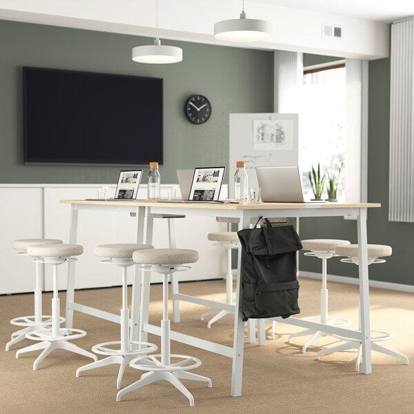 Ikea MITTZON - Conference table, birch veneer/white, 140x108x105 cm