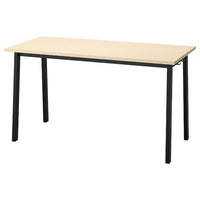 MITTZON - Conference table, birch veneer/black, 140x68x75 cm