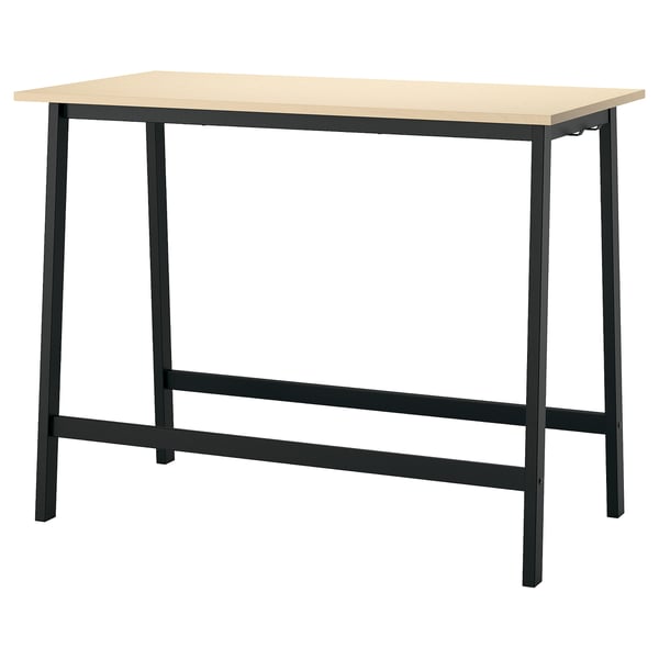 MITTZON conference table, birch veneer/black, 140x68x105 cm