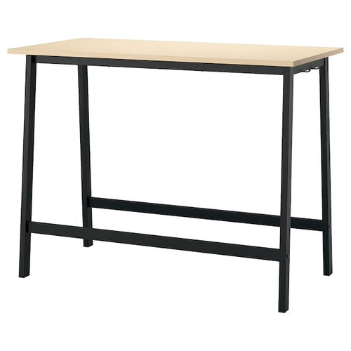 MITTZON - Conference table, birch veneer/black, 140x68x105 cm