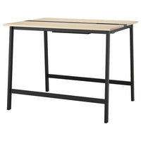 MITTZON conference table, birch veneer/black, 140x108x105 cm