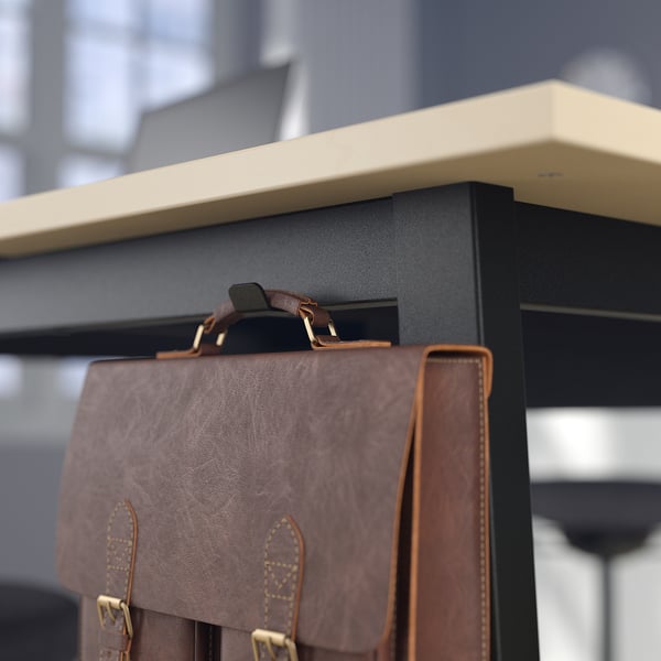 MITTZON conference table, birch veneer/black, 140x108x105 cm