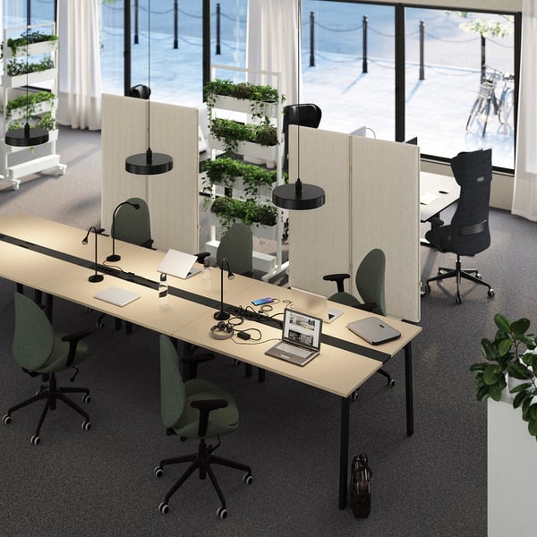 MITTZON conference table, birch veneer/black, 140x108x75 cm