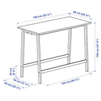 MITTZON - Conference table, birch veneer/black, 140x68x105 cm