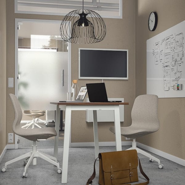 Ikea MITTZON - Conference table, walnut veneer/white, 140x68x75 cm