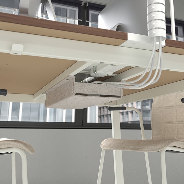 MITTZON conference table, walnut veneer/white, 140x108x75 cm