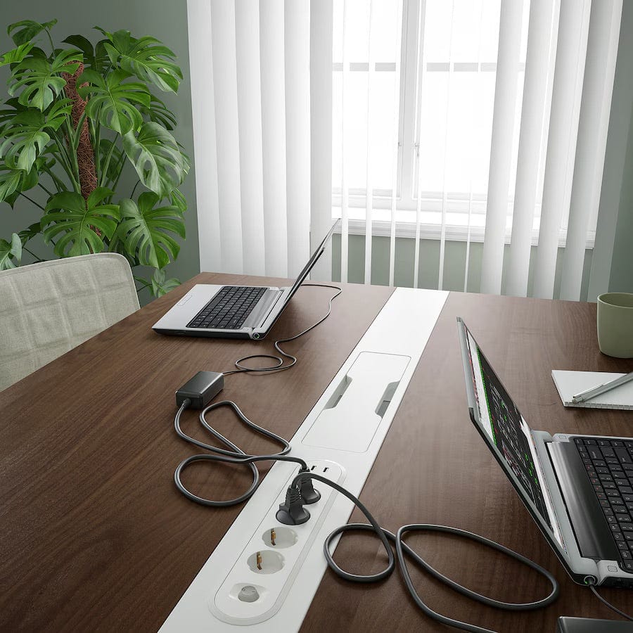 Ikea MITTZON - Conference table, walnut veneer/white, 140x108x75 cm