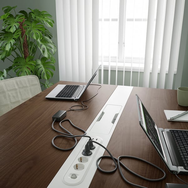 MITTZON conference table, walnut veneer/white, 140x108x75 cm