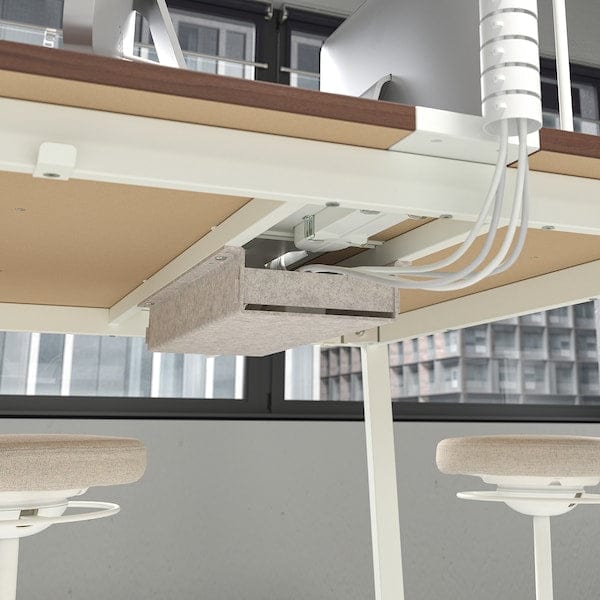 Ikea MITTZON - Conference table, walnut veneer/white, 140x108x105 cm