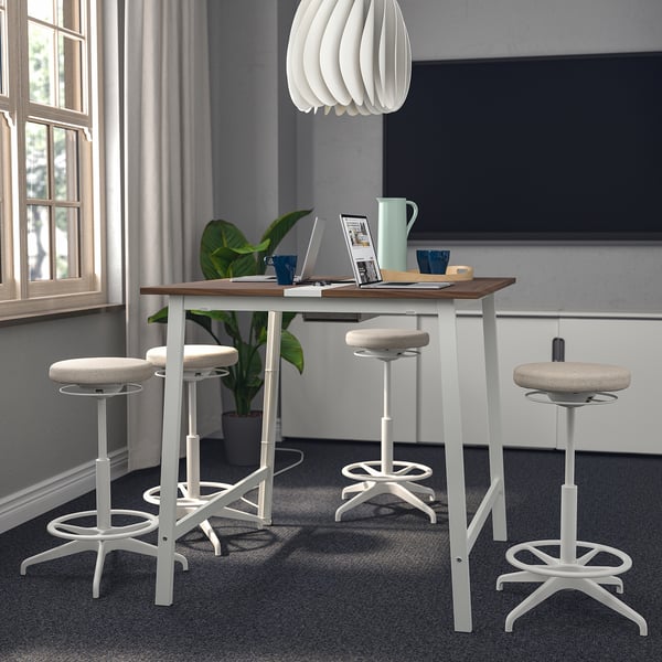 MITTZON conference table, walnut veneer/white, 140x108x105 cm