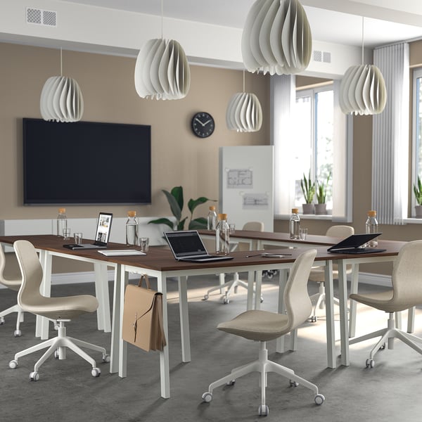 MITTZON conference table, walnut veneer/white, 140x68x75 cm