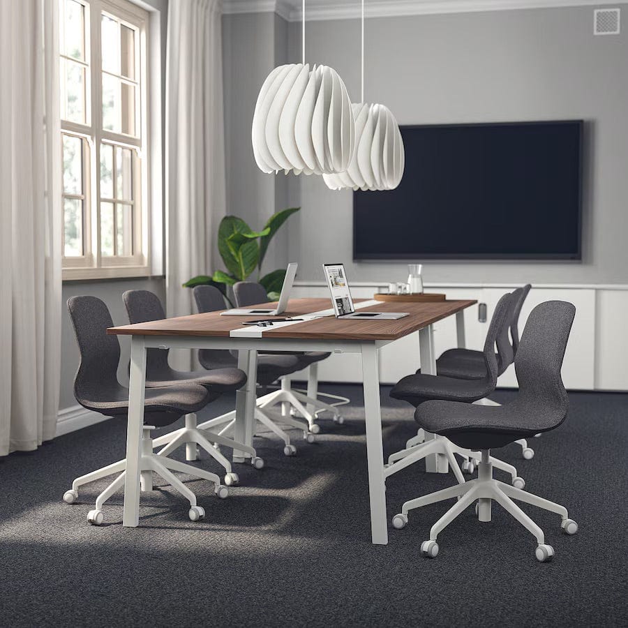 Ikea MITTZON - Conference table, walnut veneer/white, 140x108x75 cm