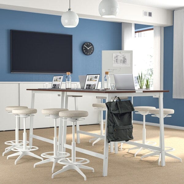 Ikea MITTZON - Conference table, walnut veneer/white, 140x108x105 cm