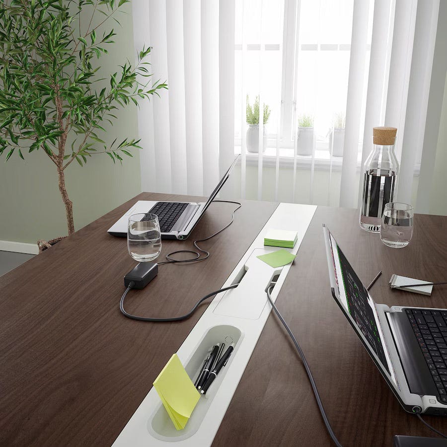 Ikea MITTZON - Conference table, walnut veneer/white, 140x108x75 cm