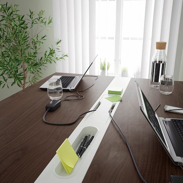 Ikea MITTZON - Conference table, walnut veneer/white, 140x108x105 cm
