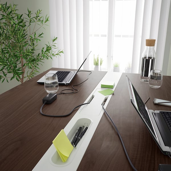 MITTZON conference table, walnut veneer/white, 140x108x105 cm