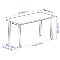 MITTZON - Conference table, walnut veneer/white, 140x68x75 cm