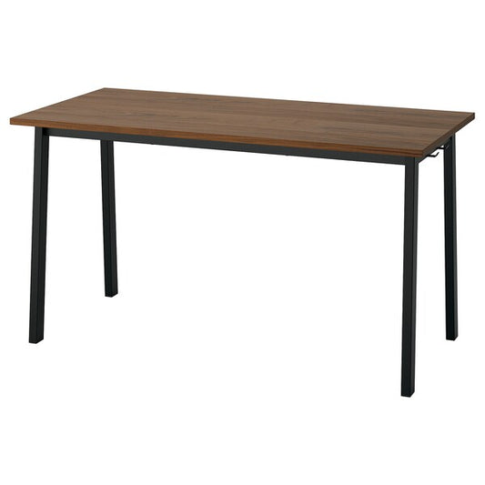 Ikea MITTZON - Conference table, walnut veneer/black, 140x68x75 cm