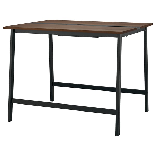 MITTZON - MITTZON Conference table, walnut veneer/black, 140x108x105 cm